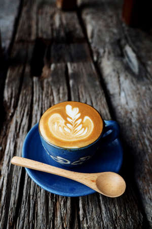 cup of coffee latte in coffee shop vintage colorの写真素材