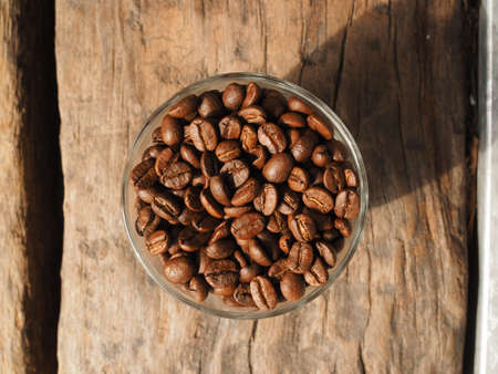 coffee bean on the cups vintage color toneの写真素材