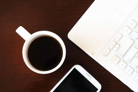vintage color tone of  cup of coffee  on the table coffee shopの写真素材