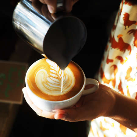 latte art coffeeの写真素材