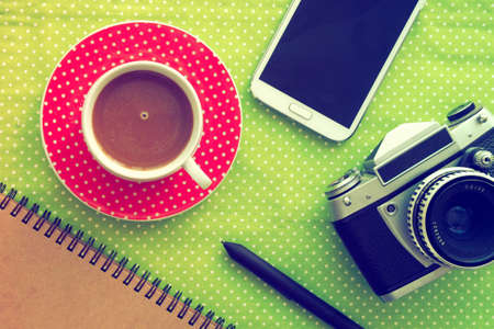 Cup of Coffee in coffee shop vintage color tone style