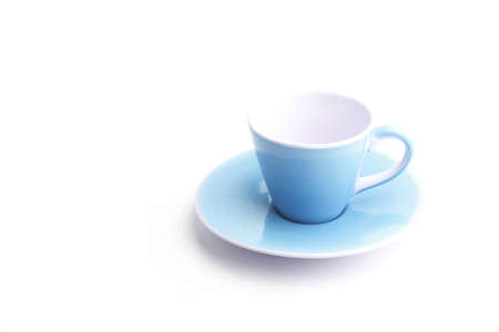 blue  color coffee cup in white backgroundの写真素材