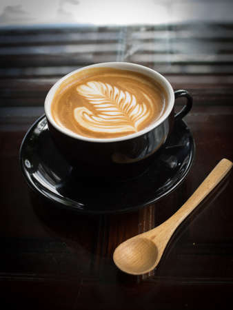 how to make coffee latte artの写真素材
