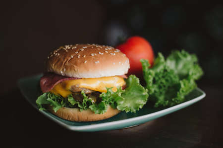 Homemade Beef burgerの写真素材