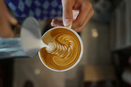 coffee latte art make by barista
