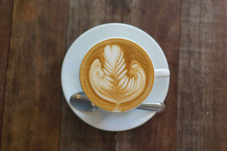 coffee latte art make by baristaの写真素材