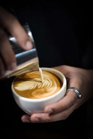 how to make coffee latte in vintage color tone