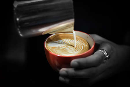 make coffee latte in vintage color toneの写真素材