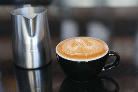 coffee latte art in coffee shop cafeの写真素材