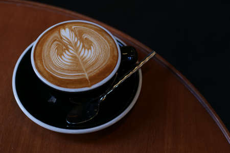 coffee latte art in coffee shop cafeの写真素材