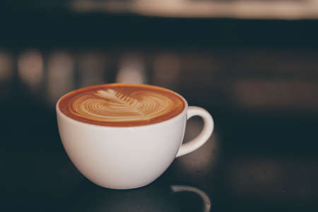 close up barista hand making a cup of coffee.の写真素材