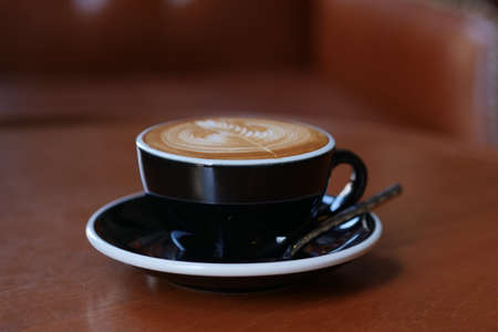 coffee latte art in coffee shop cafeの写真素材