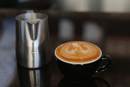 coffee latte art in coffee shop cafeの写真素材