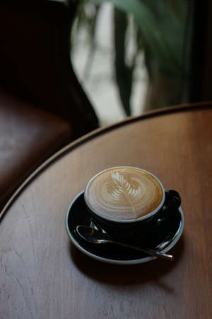 coffee latte art in coffee shop cafeの写真素材