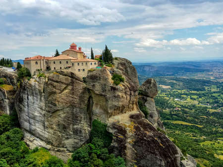Meteora Rocks and monasteries of a meteor Greece, mystical monasteries on tops of rocks.の写真素材
