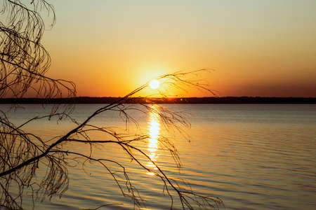 Sunset on the lake Gorkoe-Pereshechnoe, Altay region, Siberia, Russiaの写真素材