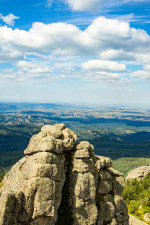 Unusual rocks in the mountains. Nature of mountain Sinyukha, the highest mountain Kolyvan ridge. Altai Krai, Russia.の写真素材