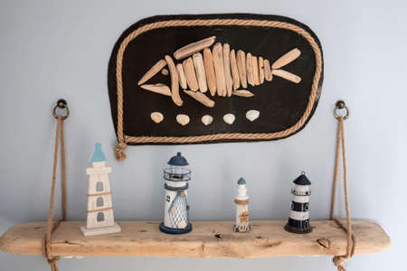 home decoration with souvenirs from summer holidaysの写真素材