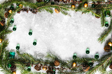 Christmas background from natural branches of spruce
