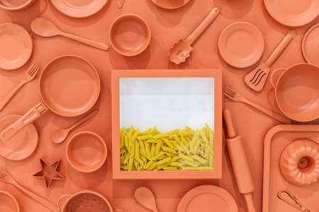 Set of kitchen tools for cooking or baking meal. Utensil for preparing homemade food.の写真素材