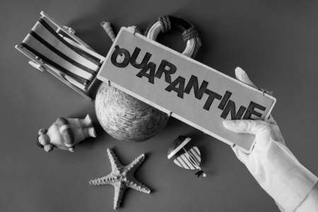 Attributes of a vacation at sea. The quarantine has broken plansの写真素材