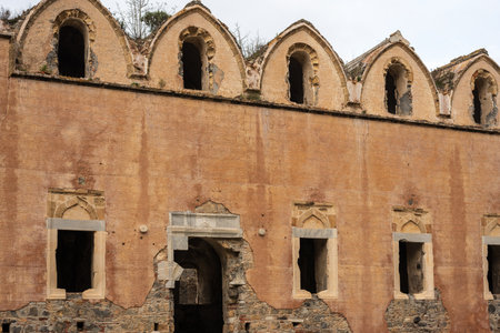 Ruined church in the abandoned city of Kayakoy, Fethiye Turkeyの写真素材