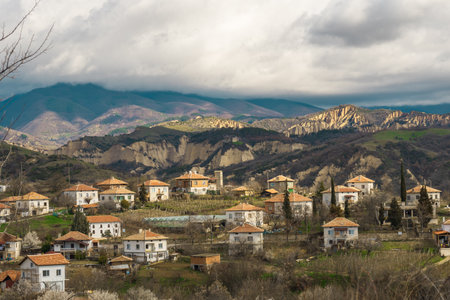 Village on the wine road in Bulgaria near Melnikの写真素材
