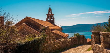 Orthodox church in the village of Gorna Lastva in the Bay of Kotorの写真素材