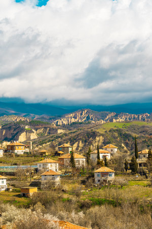Village on the wine road in Bulgaria near Melnikの写真素材