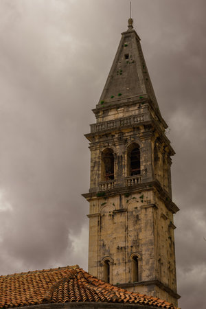Bell tower of St Nicholas church in Perast. Montenegroの写真素材