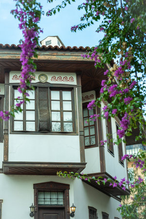 Residential building on the street of Antalya, Turkiyeの写真素材
