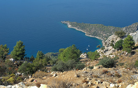 View of the Mediterranean Sea from the Lycian Wayの写真素材