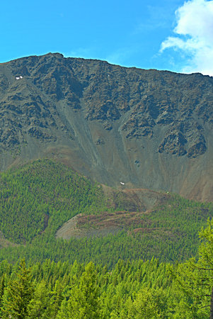 Talus slopes form the landscape of the Altai Mountainsの写真素材