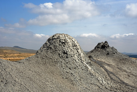 Mud volcano at Gobustan national park erupt. Azerbaijanの写真素材