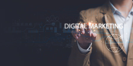 Entrepreneurs make business plans and analyze strategies ,Improving sales through online marketing advertising ,performance assessment , and business growth , data analysis and problem solvingの写真素材