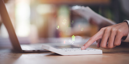 concept of interest rates and dividends ,Financial interest rates ,investment growth percentage and interest on deposits ,an increase in interest rates ,stock market ,Retirement returnsの写真素材