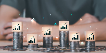 concept of finance and investment ,profit growth management ,Stock and currency fund management ,high return investment ,bank interest management ,business investment analysis ,risk managementの写真素材