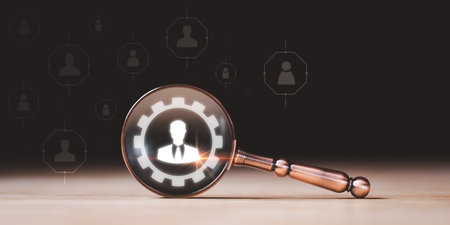 concept of business development with personnel ,Auditing and evaluating quality and efficiency of personnel ,Evaluation of employees by rating ,Assessment of skills for development and improvementの写真素材