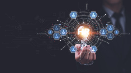 concept of business development with personnel ,Auditing and evaluating the quality and efficiency of personnel ,Human Resources HR ,Choosing a professional leader ,Online Employee Assessmentの写真素材