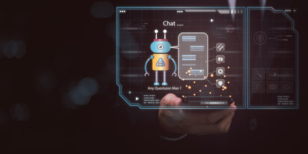 artificial intelligence ,Communication and interaction with technology ,Big data collection to process results ,Chatbot Chat with AI ,future world innovation ,Chat bot assistant ,robot applicationの写真素材