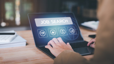 Man using tablet to search for jobs online ,career search ideas, recruitment , HR search, unemployed person ,new graduates ,job shortage ,economic downturn ,unemployment ,dismissalの写真素材