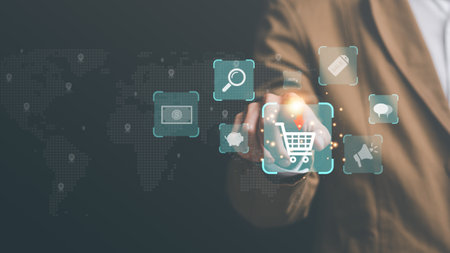 Consumers order in online stores ,Consumer society ,Shopping service on online web and offers home...