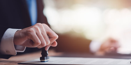Businessman check and check mark online ,Business Agreements and Approvals ,business contract signing ,Confirmation of contract documents or warranty card ,Approval of checklist documentsの写真素材