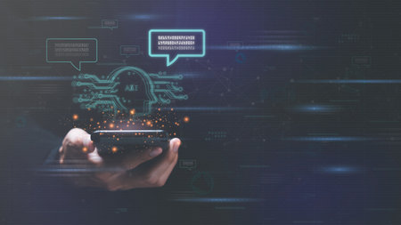 man holding a smartphone ,artificial intelligence ,Communication and interaction with technology,Big...