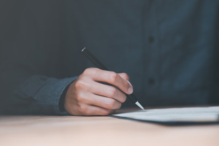 businessman signing document ,Signing a form ,validates and manages business documents and...