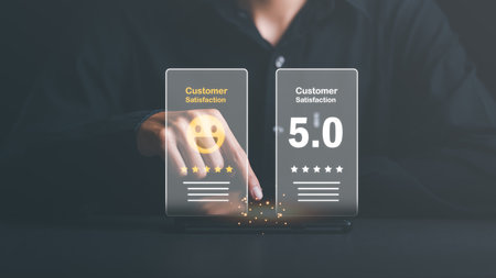 customer service and satisfaction concept,service satisfaction,very impressive rating,Evaluation and...