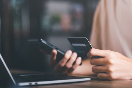 Businessman mobile payment with technology, wallet app, banking and online shopping,Wireless financial transactions,Shopping service on The online web,Consumer societyの写真素材