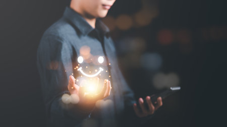 Consumers Evaluate, and Rate Satisfaction, Online Customer Experience Survey Concepts for Services and Products and Customer Engagement , The quality guarantee of the seller is excellent.の写真素材