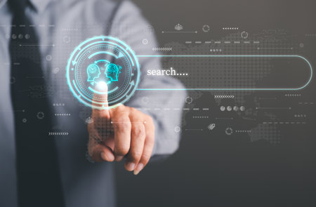 Keyword search technology concept to find information from online websites. website link search and...