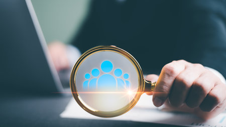 HRM or Human Resource Management Organizational executives plan success strategies through people. Business development concept by choosing professional leaders, employee talent, teamwork.の写真素材
